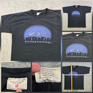 VTG Stonehenge T Shirt Mens Large Black English Heritage Night Sky Graphic Tee